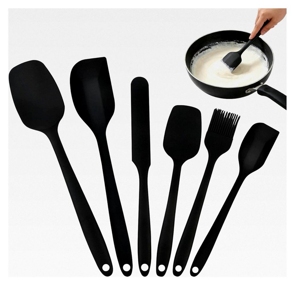 6-teiliges Silikon Küchenutensilien-Set, inklusive Silikonspatel, Silikonölpinsel, antihaftbeschichtet und hitzebeständig, geeignet zum Kochen u...