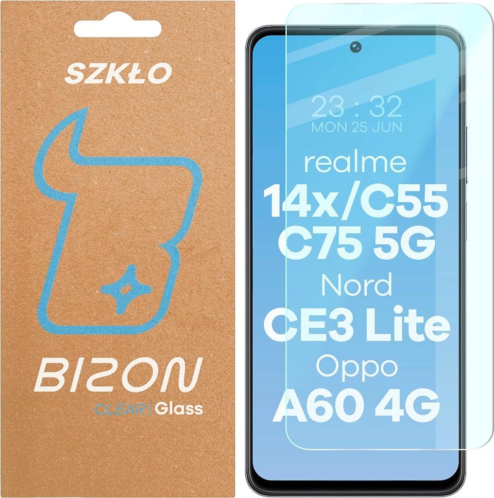Szkło hartowane Bizon Glass Clear 2 do Realme 14x 5G / C55 / C75 / OnePlus Nord CE 3 Lite
