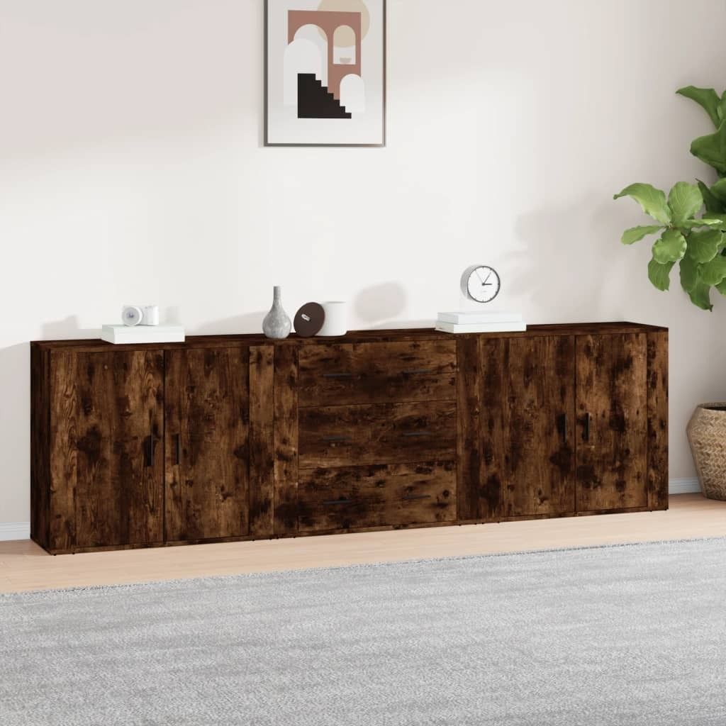 Maison Exclusive - Sideboards 3 Stk. Räuchereiche Holzwerkstoff