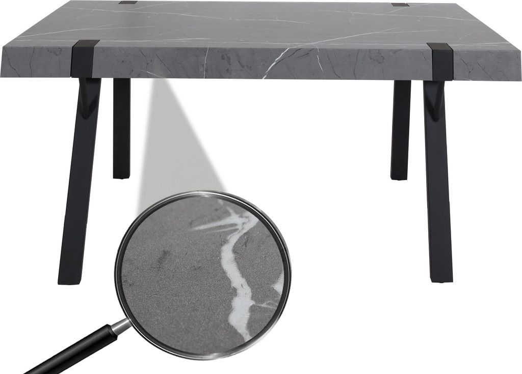 Esstisch MCW-L54, Tisch Küchentisch Esszimmertisch, Industrial Metall 150x90cm Marmor-Optik grau
