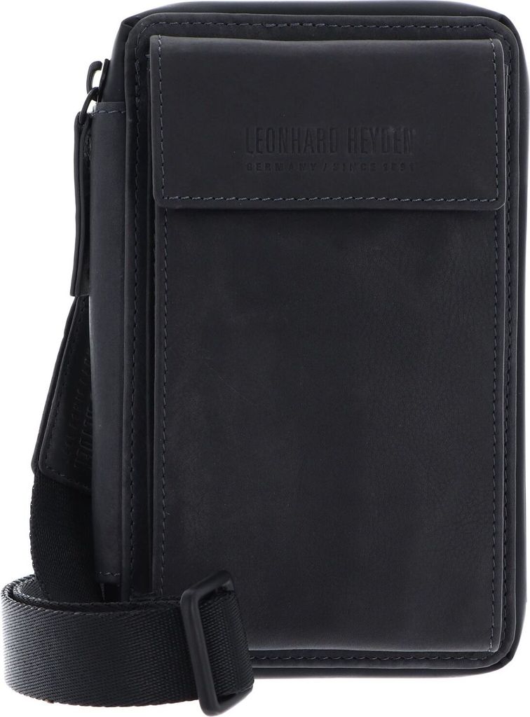 LEONHARD HEYDEN Leder Handytasche Umhängetasche Den Haag Phone Bag Grey dunkelgrau