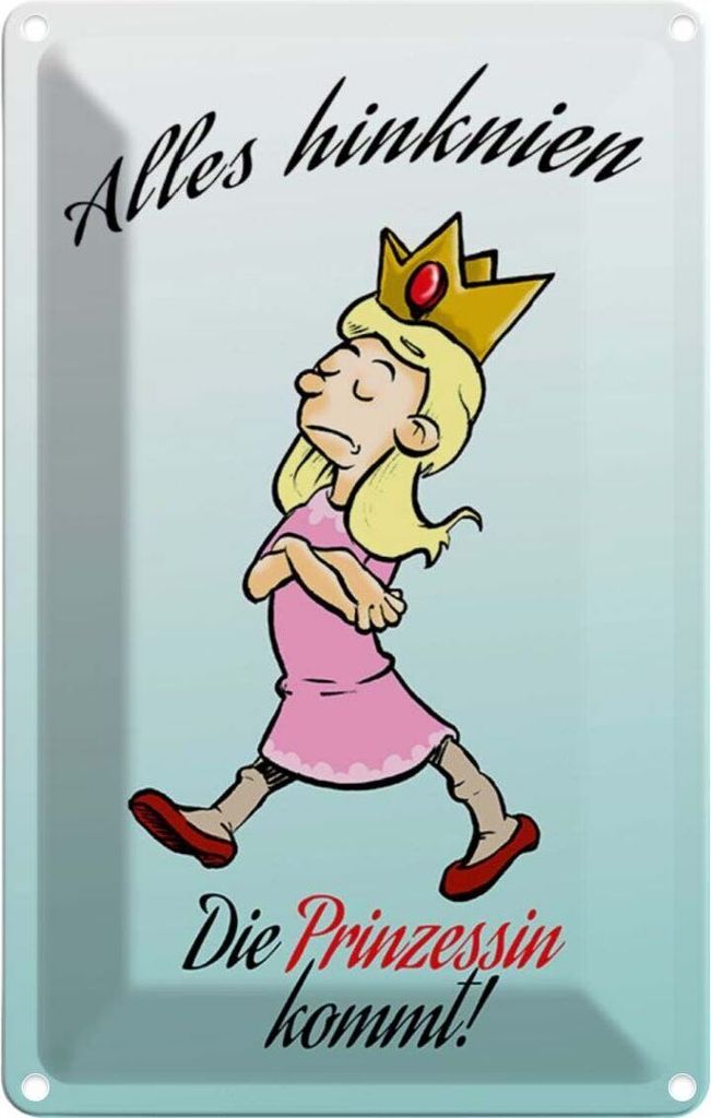 vianmo Blechschild 18x12 cm Alles hinknien Prinzessin kommt Spruch Zitat