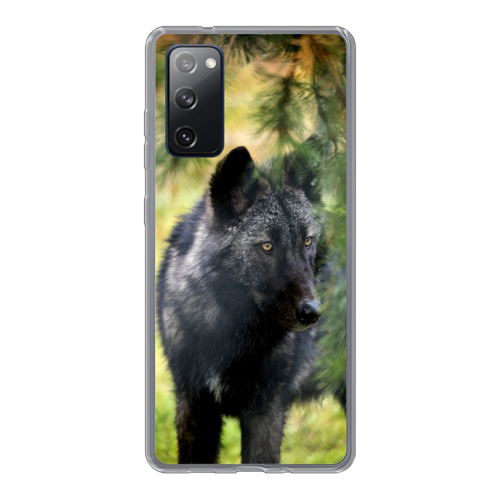 MuchoWow Handyhülle Schutzhülle Hülle für Samsung Galaxy S20 FE Wolf - Makro - Blätter Silikon Softcase Handy Hülle - Abdeckung