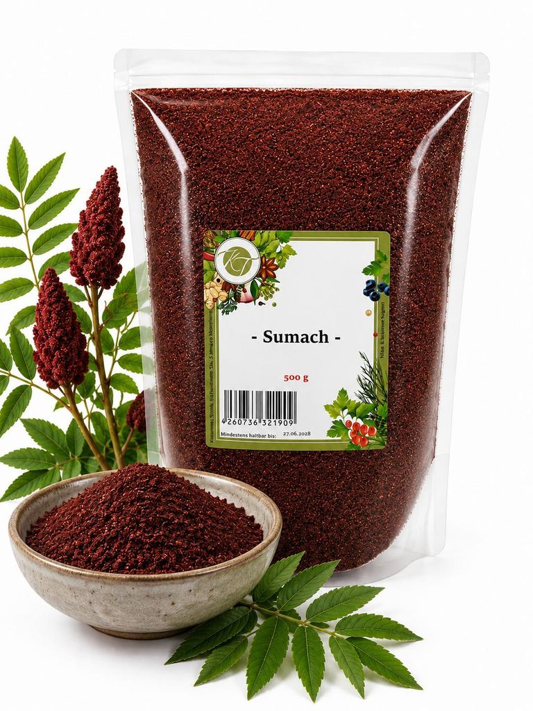 K T 500 g Sumach Gewürz Sumak Pulver Essigbaumfrucht Produktbild 