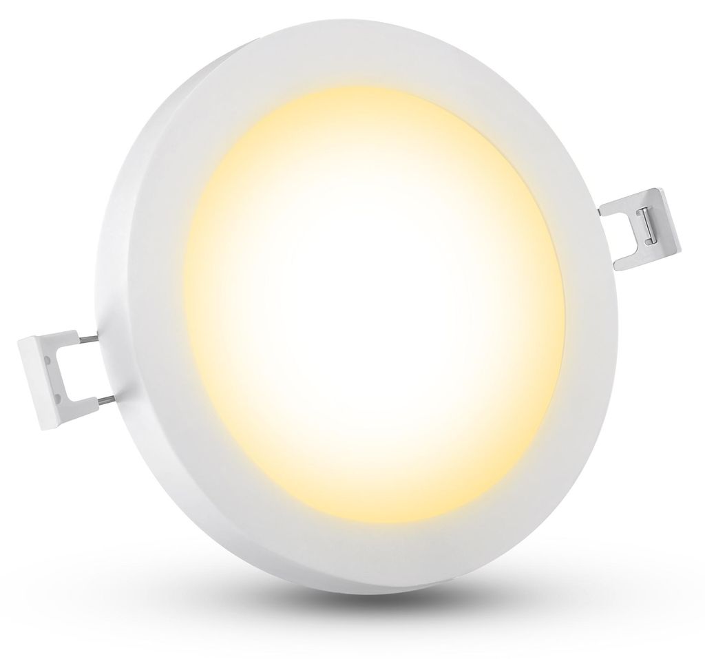 SSC-LUXon VORALO 2in1 Aufputz LED Spot & Einbaustrahler weiß rund flach - 4W Panel Spot warmweiß 230V Deckenleuchte Ø 14cm