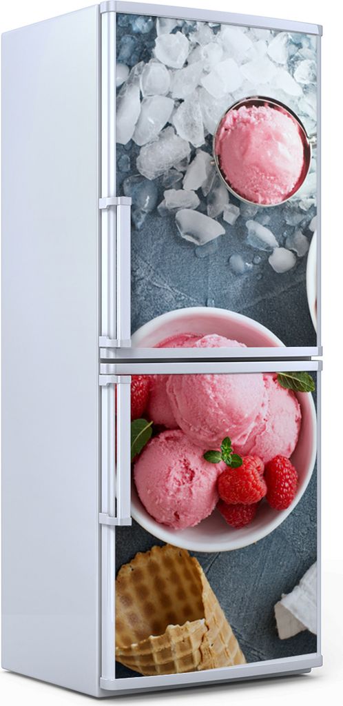 Kühlschrankdekoration 70x180 cm Aufkleber auf dem Kühlschrank - Himbeere Eiscreme