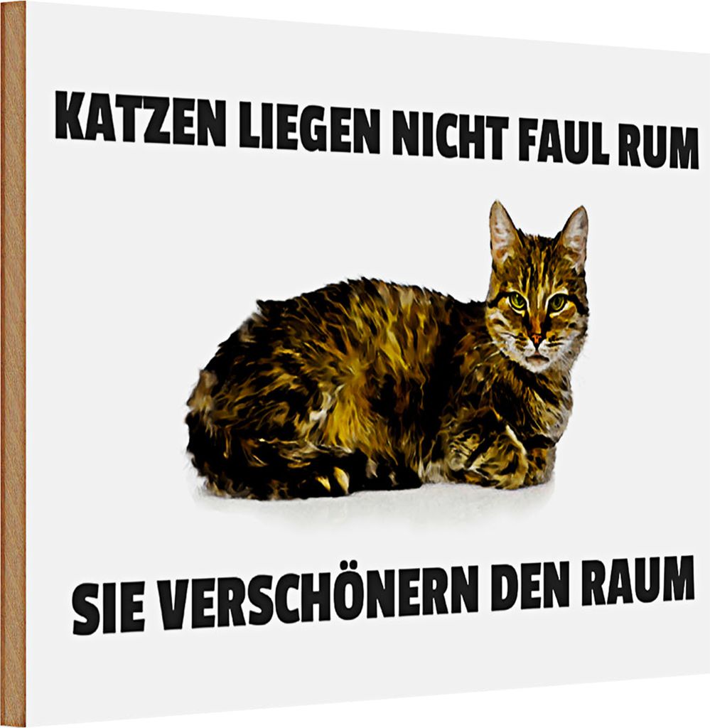 Holzschild Spruch 30x20cm Katzen verschönern den Raum