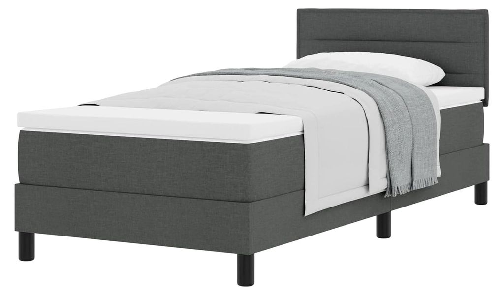 Boxspringbett mit Matratze Dunkelgrau 90x190 cm Stoff