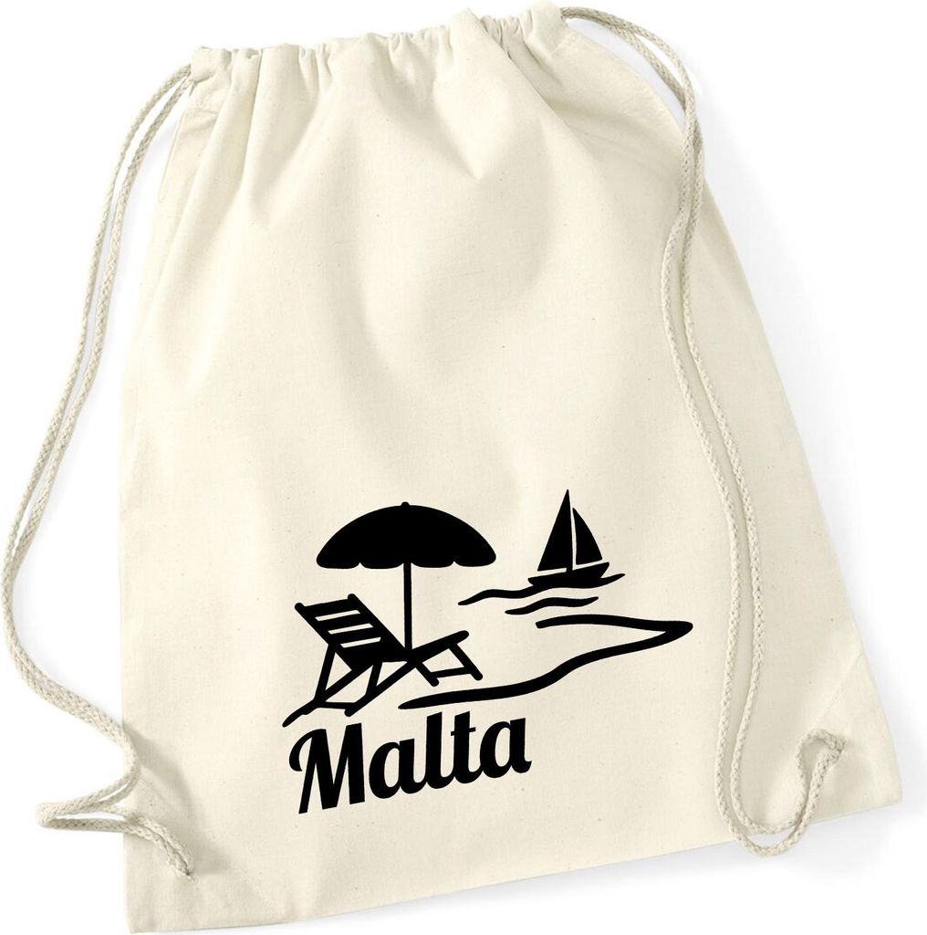 Huuraa Turnbeutel Malta Malta 12 Liter Natural Baumwolle Rucksack Geschenkidee