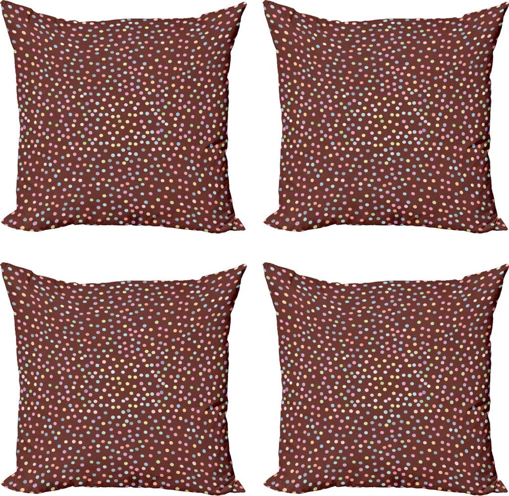 ABAKUHAUS Schokolade Kissenbezug Set (4 Stück), Tupfen-Glaze Sprinkles, Moderner Doppelseitiger Digitaldruck, 40 cm x 40 cm, Mehrfarbig