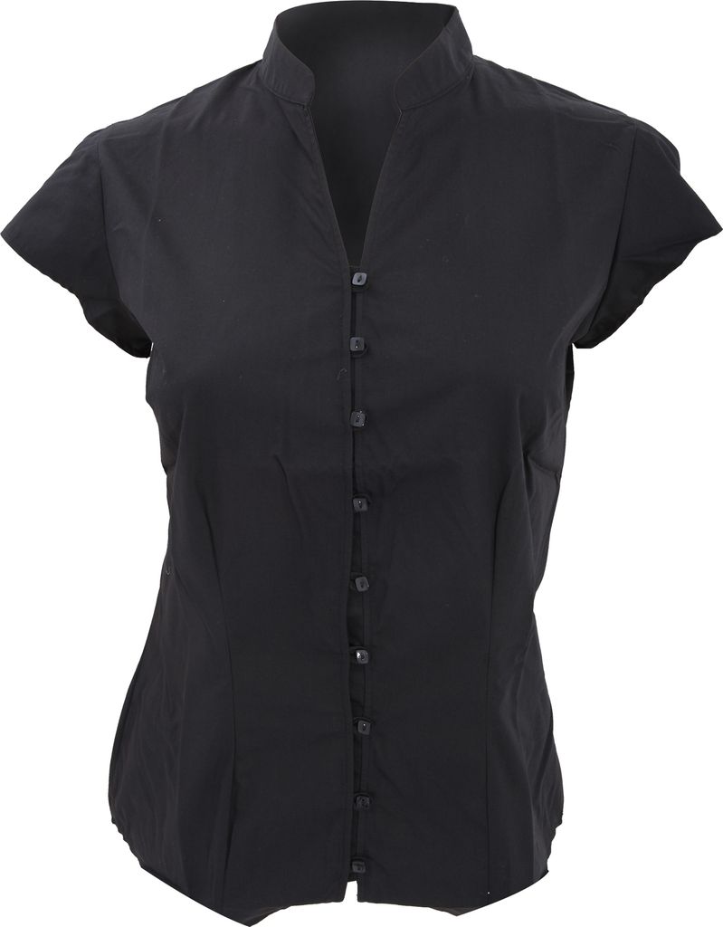 Kustom Kit Continental Bluse mit Stehkragen BC631 (DE 38) (Schwarz)