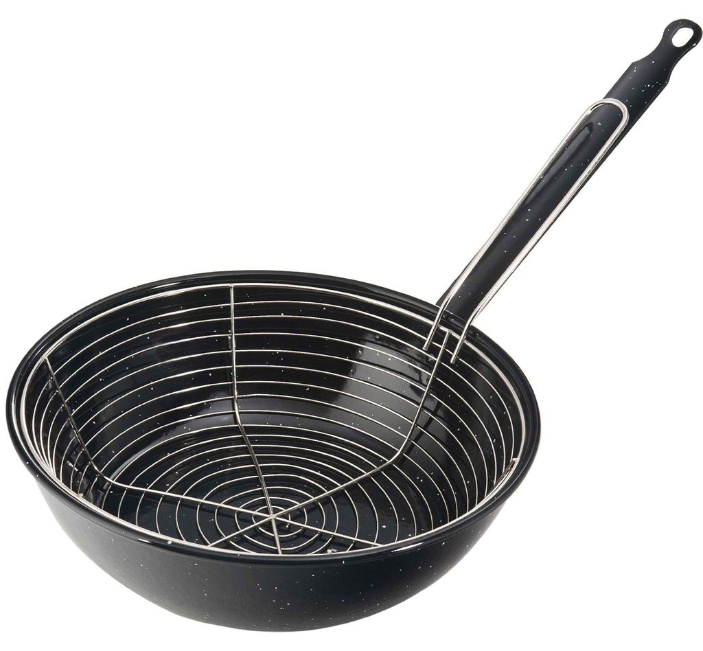 Friteuse met mand van zwart geëmailleerd staal (diameter 28 Productafbeelding 