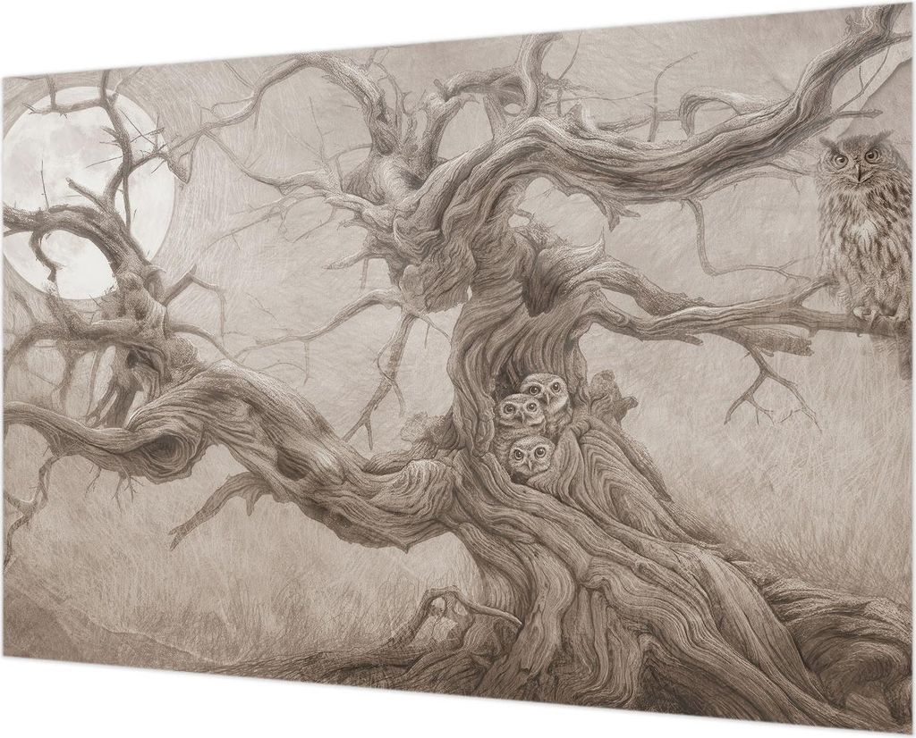 Wandtapete - Dekorative Tapete für Wohnzimmer - Tapetenfolie für Wanddekoration - 152x104 cm - Nachtvögel