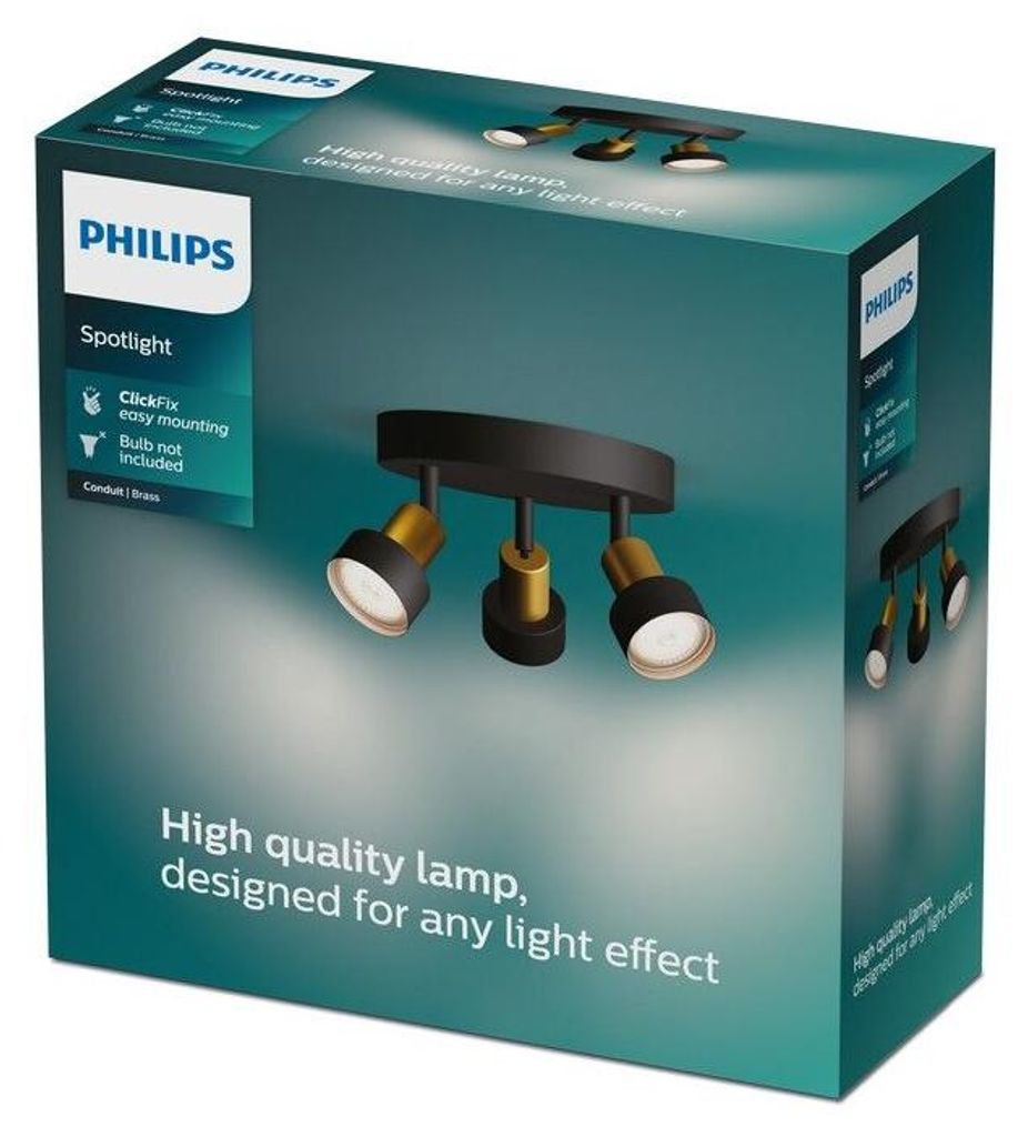 Philips Conduit Decken-/Wandspot 3x, Schienenlichtschranke, GU10, 3 Glühbirne(n), LED, 220-240 V, Schwarz