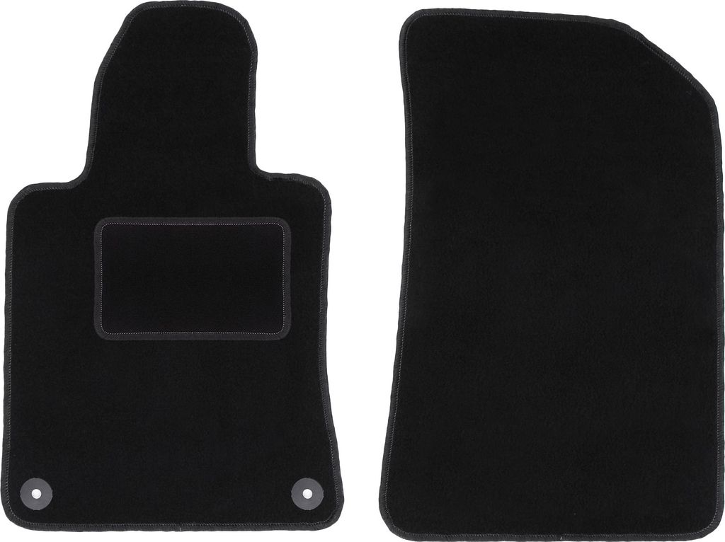 Velours-Fußmatten Vorne passend für Peugeot 508 I (Limousine, Kombi, SW, RXH, Bj. 2010-2018) – schwarz, passgenau, mit Befestigungen set 2 Stk...