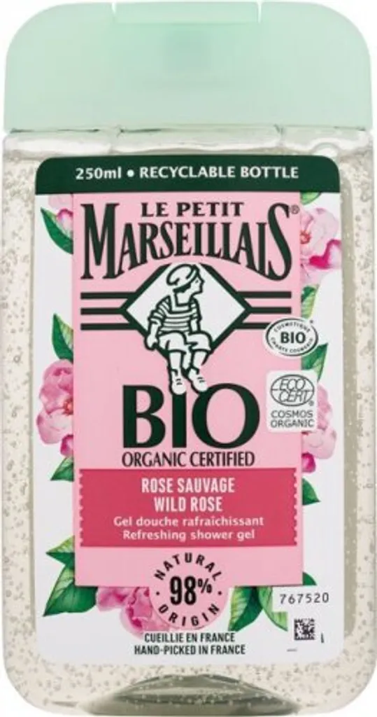 Gel douche rose sauvage bio Le Petit Marseillais 250ml hydratant