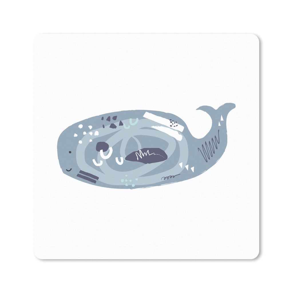 MuchoWow Mauspad Mousepad Wal - Grau - Pastell 20x20 cm - Mousepads - Maus Mat - Pad - Mausunterlage - Desk Mat - Bureauartikeln