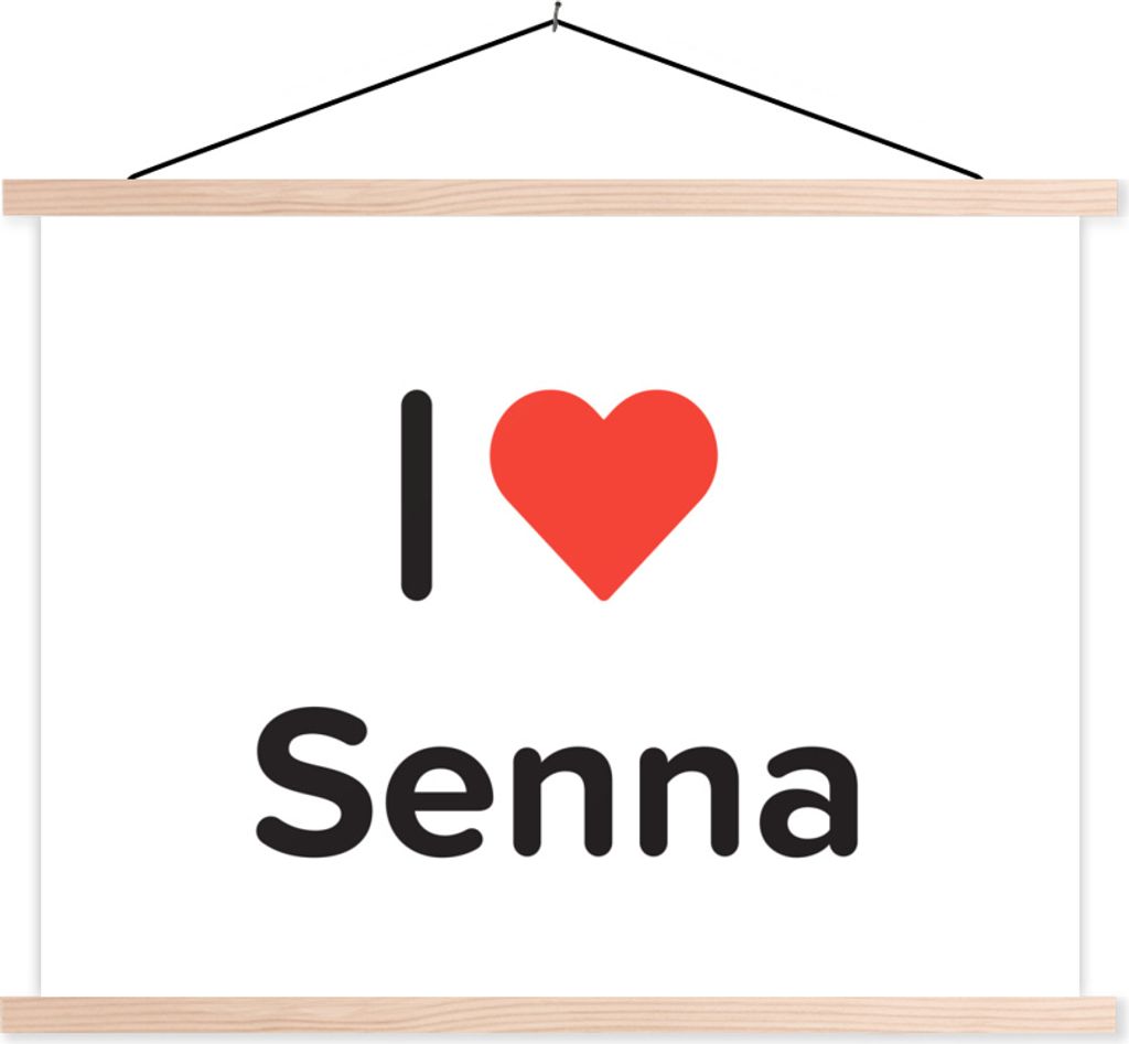 MuchoWow Textilposter Ich liebe - Senna - Mädchen 120x90 cm mit holzfarbenen Rahmen - Magnetisch