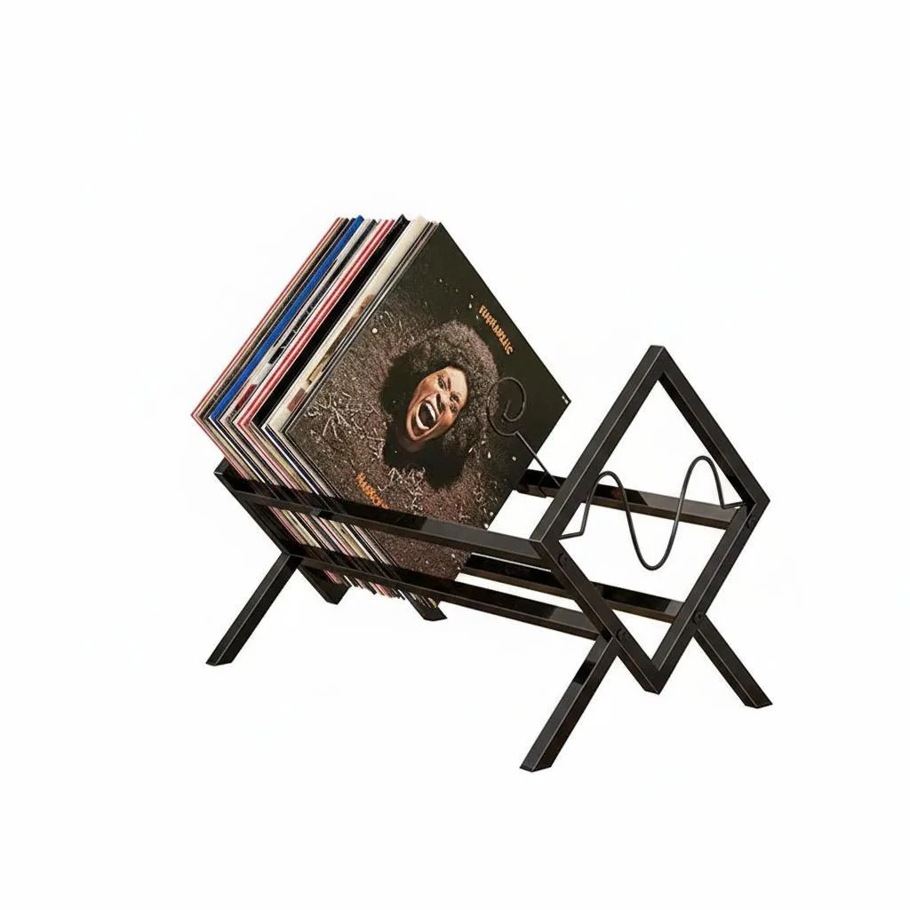 Rangement Disque Vinyle et CD pour Salon Support Album Design Noir