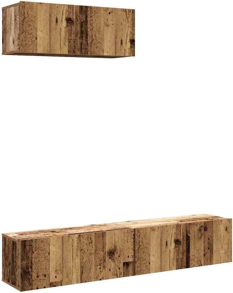 3-tlg. TV-Schrank-Set Wandmontage Altholz-Optik Holzwerkstoff