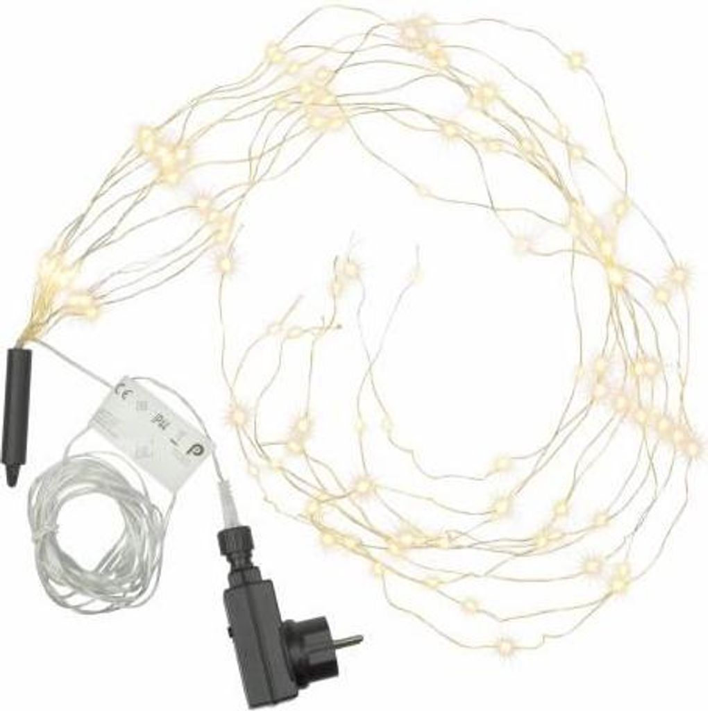 LED Lichterbündel Silberdraht 100er warmweiß Netzbetrieb Produktbild 
