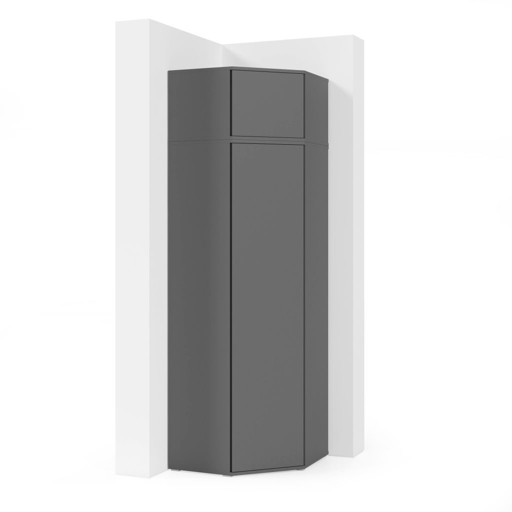 Eckschrank "Modulo", Kleiderschrank und Schrankaufsatz, Produktbild 