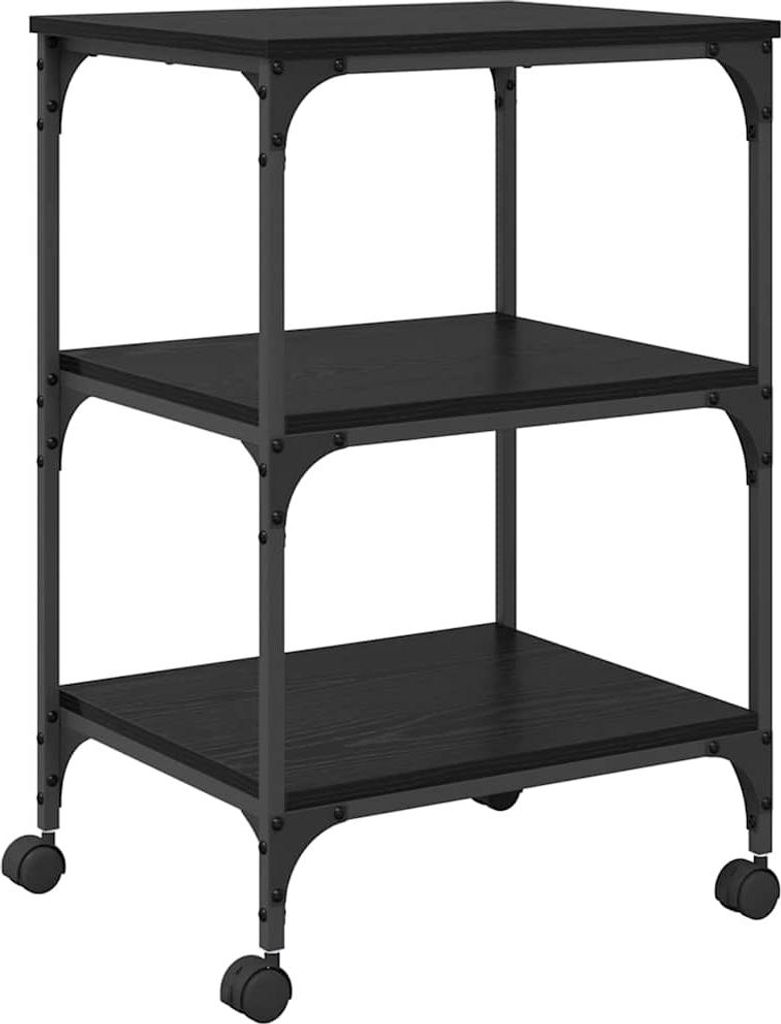 vidaXL Druckerständer Schwarz Eichen-Optik 50 x 41 x 75 cm