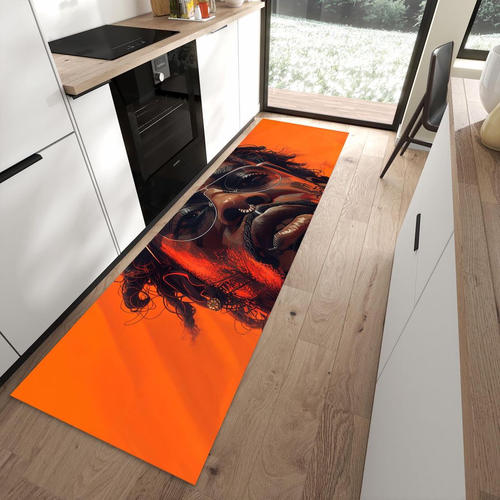 Küchenteppich 80x280cm rutschfest & abwischbar PVC Läufer - Stilvolle Brillengesicht