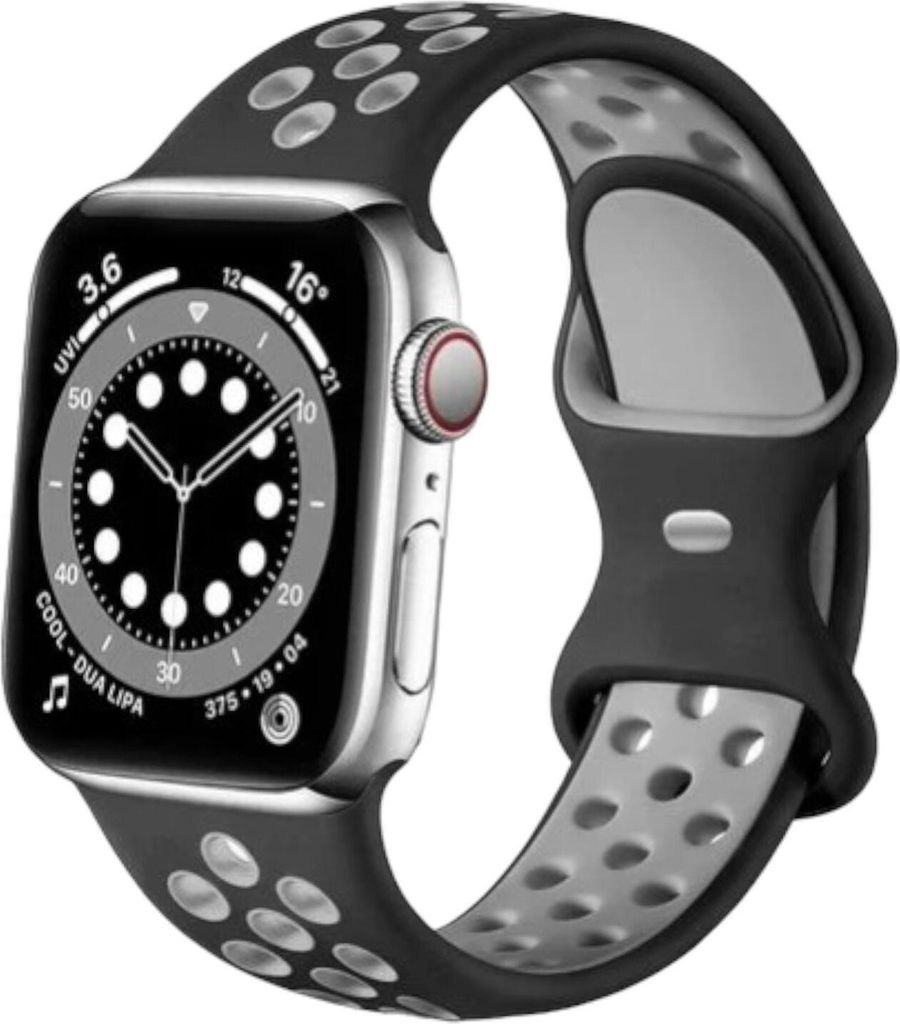 Silikon Sport Armband Schwarz Grau kompatibel mit Apple Produktbild 