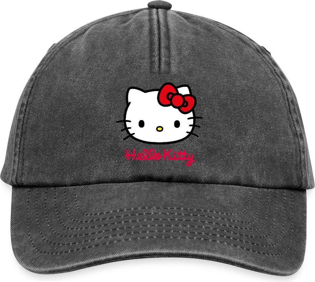 Spreadshirt Hello Kitty Klassisch Mit Schriftzug Vintage Cap, One size, Vintage Schwarz