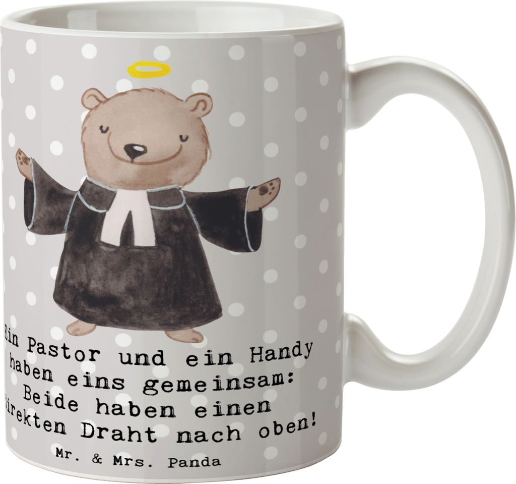Mr. & Mrs. Panda Tasse Pastor Verbindung - Grau Pastell - Geschenk, Kaffeetasse, kirchlicher Humor, christlicher, Prediger, Berufspassion, Geschenk...