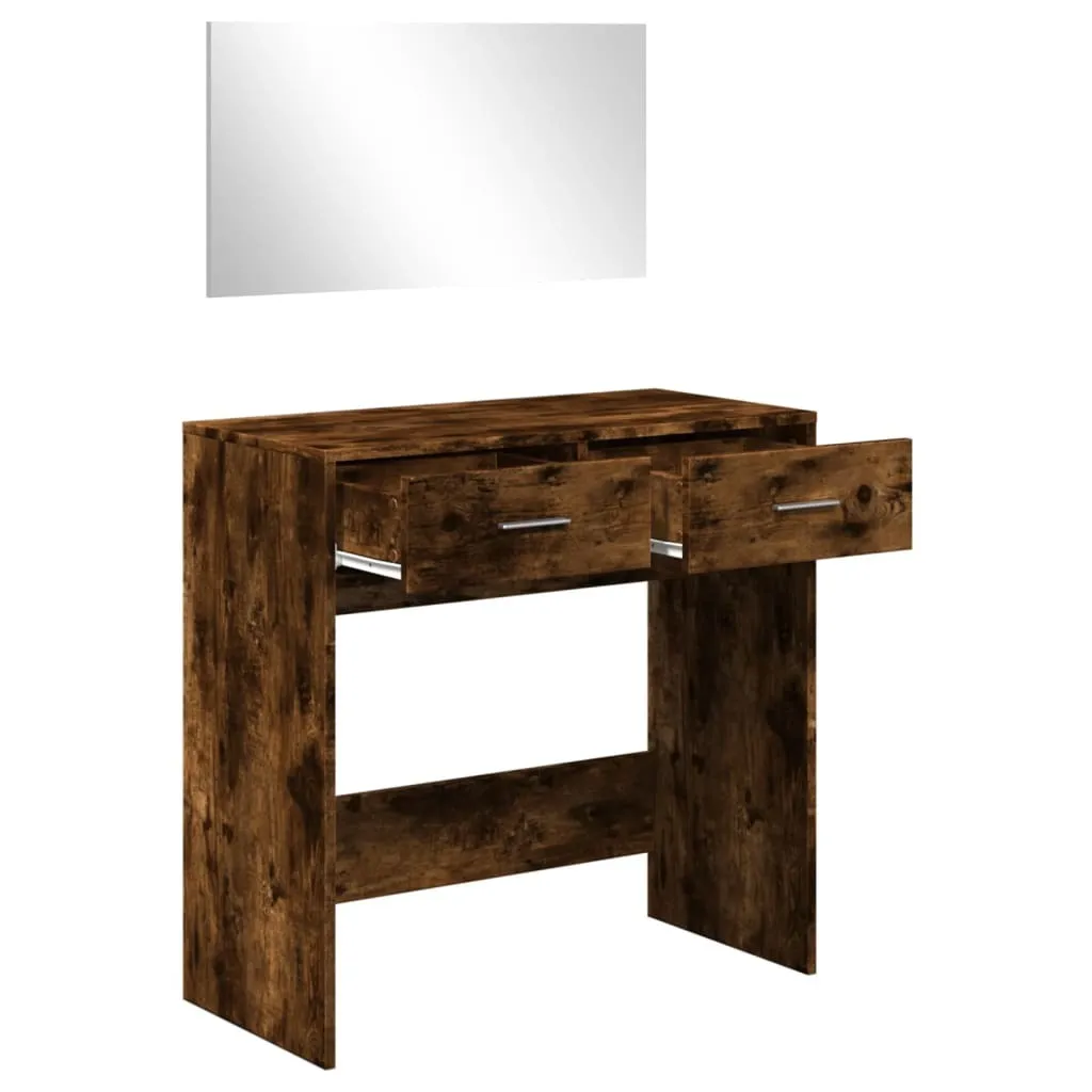 Tavolo da Trucco BEI CLORIS 80cm Rovere Fumé con Specchiera - 4