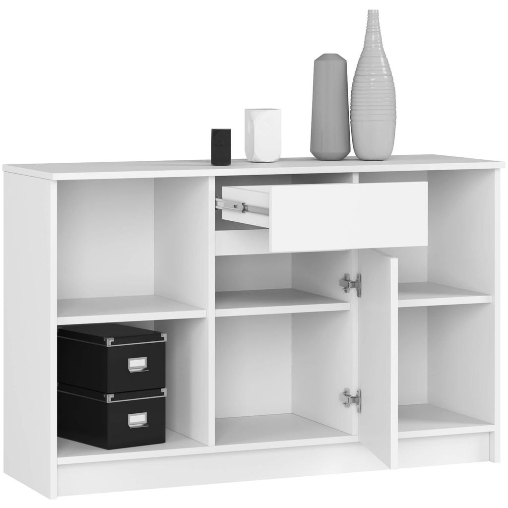 Kommode – Sideboard mit Schublade und Tür – 120 cm – Weiß Matt – Klare Struktur für vielseitige Räume