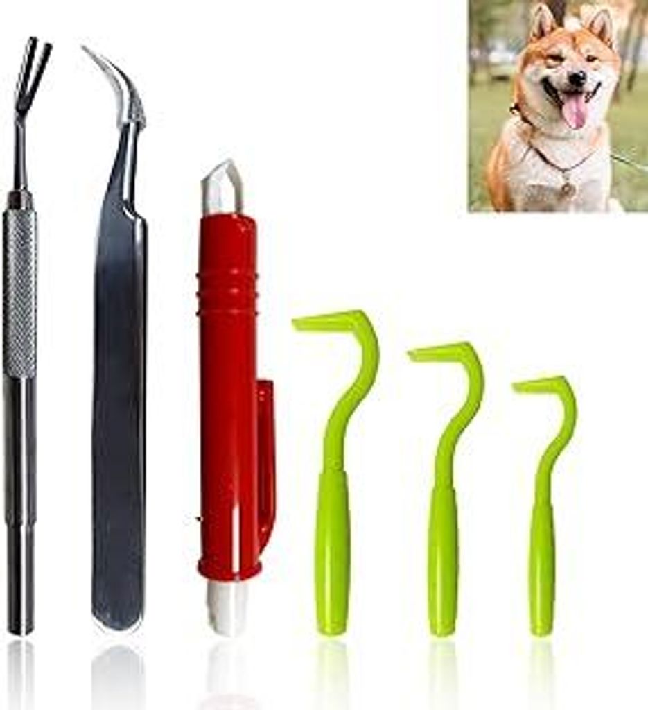 Zeckenzange Zeckenhaken Zeckenentferner 6er Set Zeckenzangen Hund fu?r Hunde Zeckenkarte Komplettset Zum Entfernen Von Zecken E22-NZ