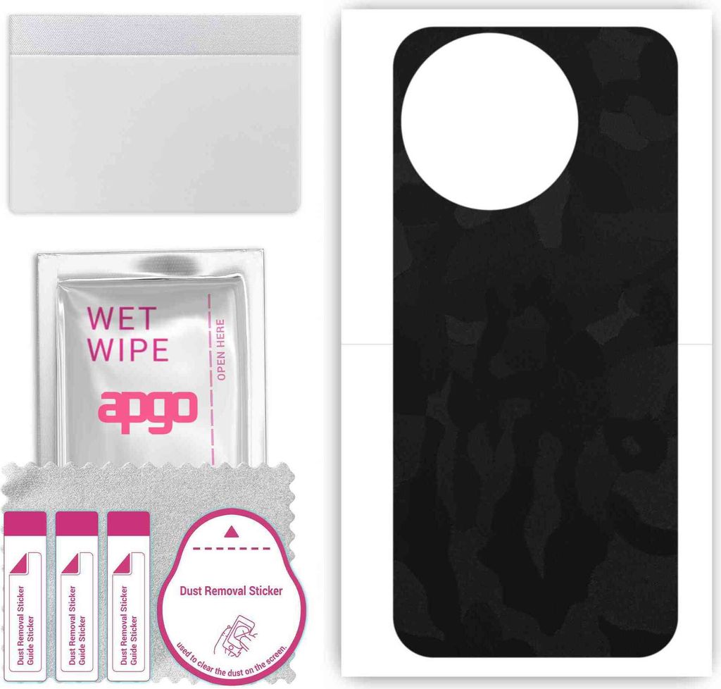 apgo Rückseite Schutzfolie, Skin, kompatibel mit Vivo T3x 5G, Hinten Displayschutzfolie aus Vinylfolie, kratzfest, einfache Montage - Schwarzes Ta...