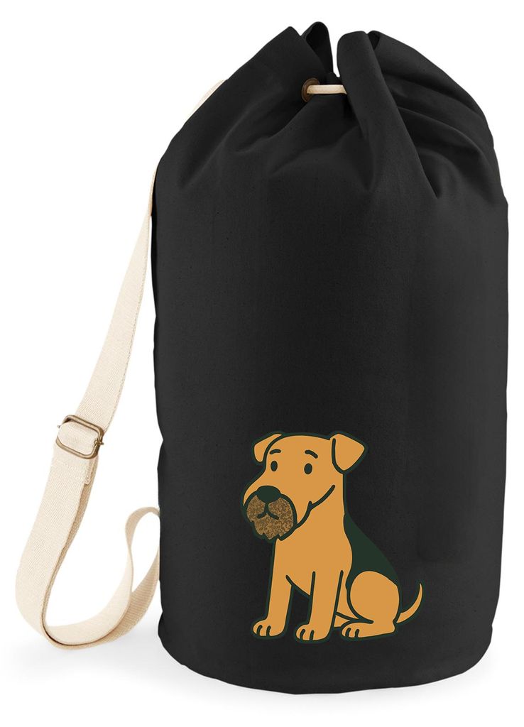 Huuraa Seesack Airedale Terrier Comic Dale 20 Liter Black Baumwolle Rucksack Geschenkidee