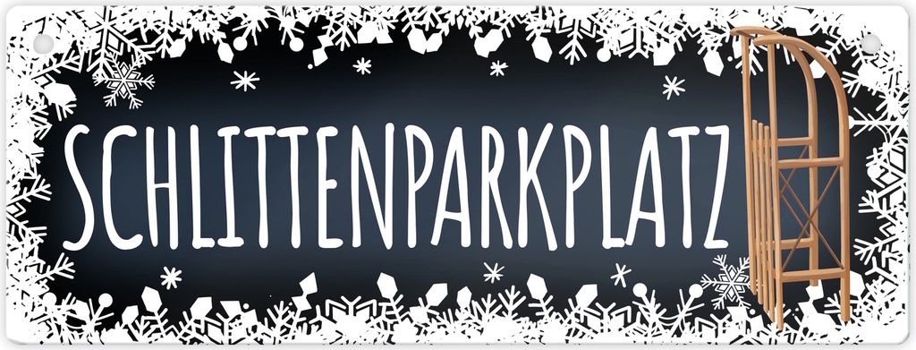 Schlittenparkplatz Metallschild L in 10,5x28cm
