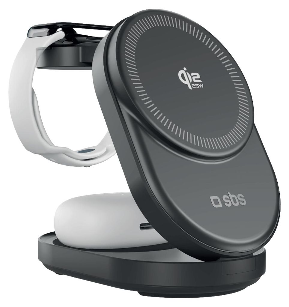Kabellose 3-in-1-Ladestation Qi2 25 W zum Aufladen von iPhone, Apple Watch und Kopfhörern
