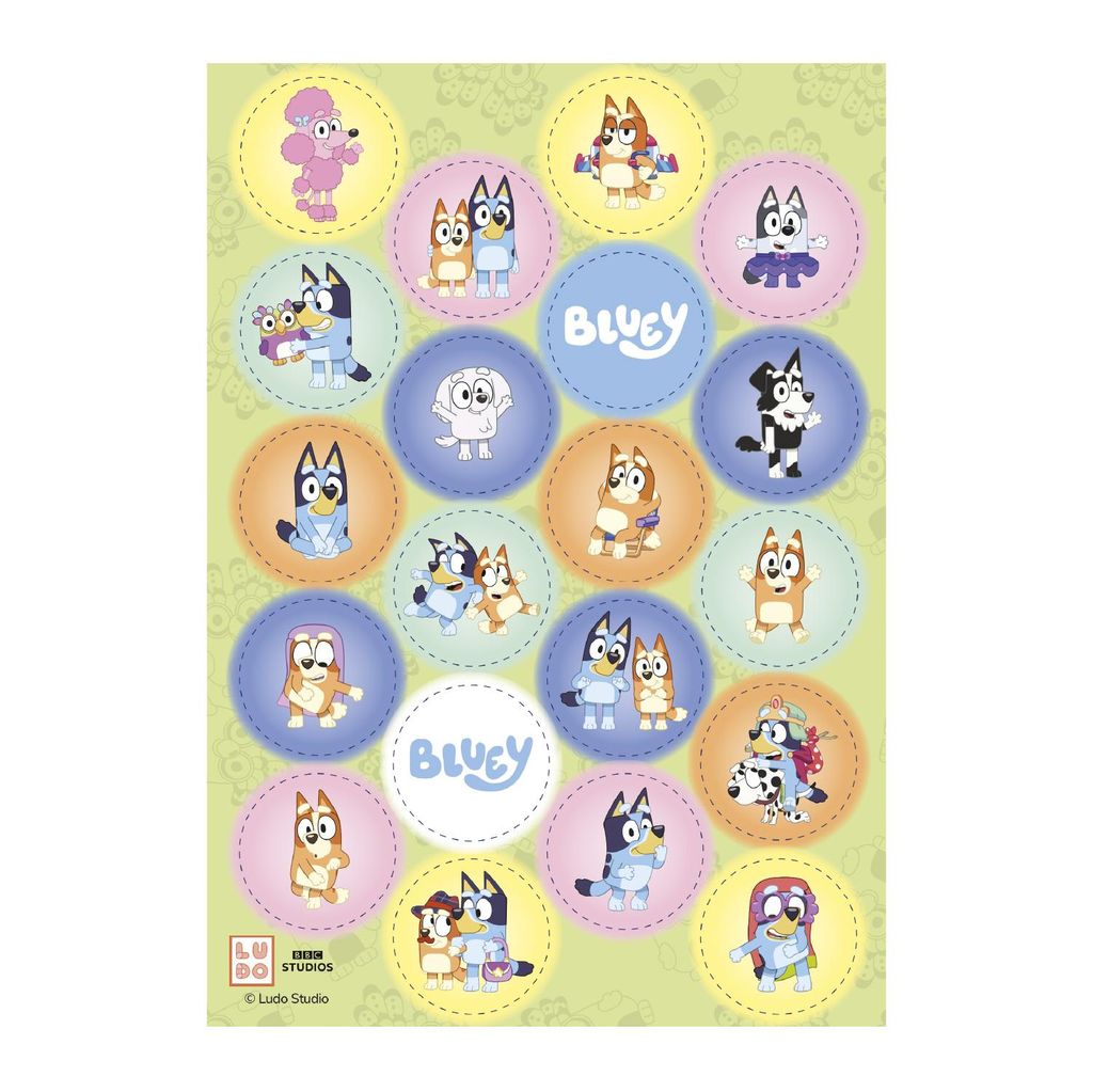 dekora, Mini-Oblaten Essbar Bluey, Tortendeko für Cupcakes Produktbild 