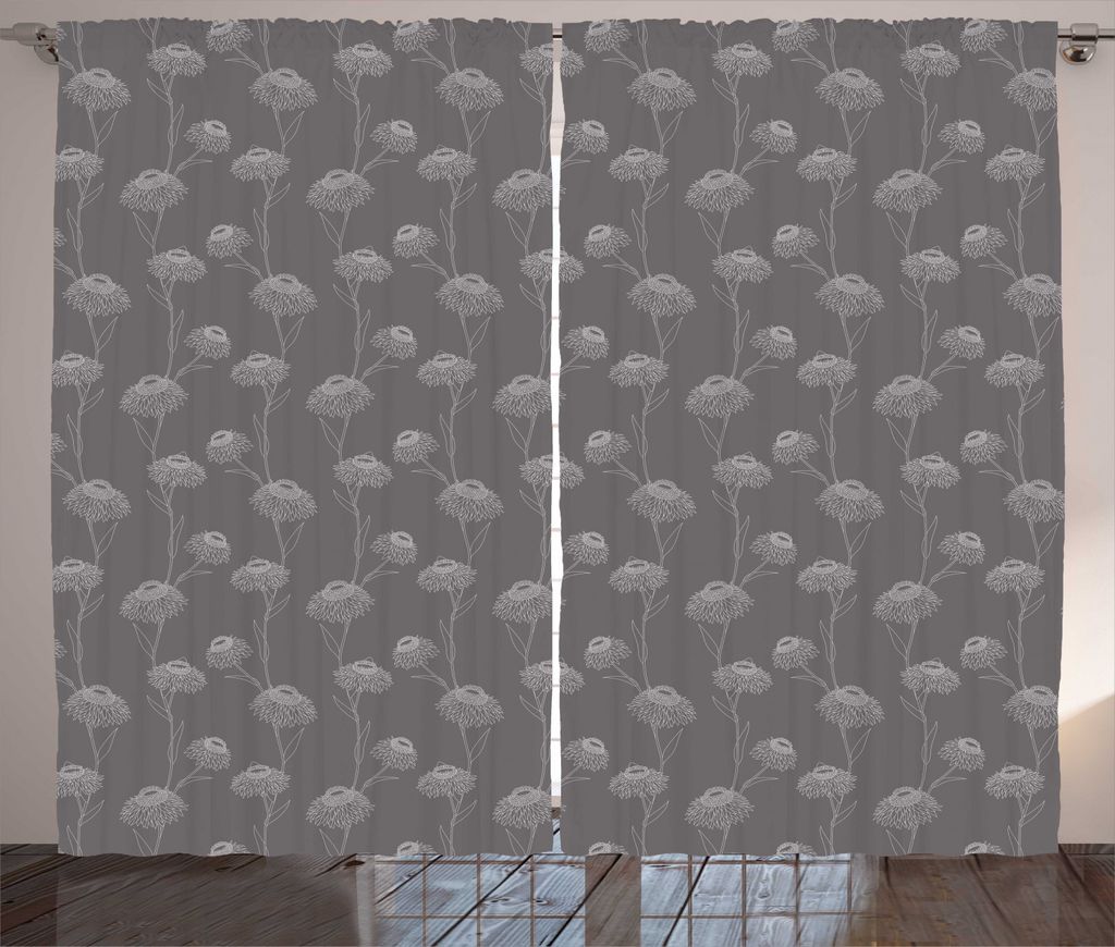 ABAKUHAUS Taupe Rustikaler Gardine, Chrysanthemum Flowers, Schlafzimmer Kräuselband Vorhang mit Schlaufen und Haken, 280 x 245 cm, Taupe