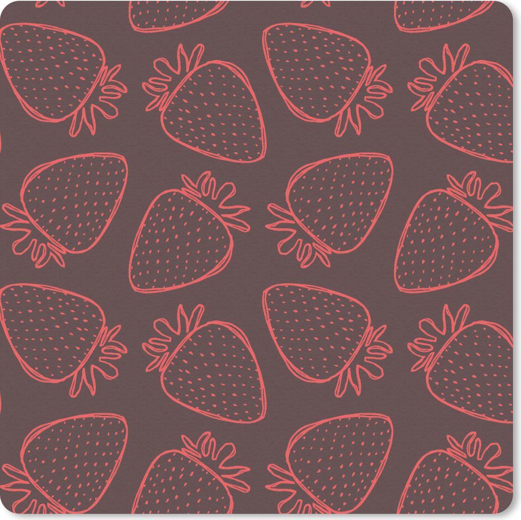 MuchoWow Mauspad Mousepad Muster - Erdbeere - Punkte - Obst 30x30 cm - Mousepads - Maus Mat - Pad - Mausunterlage - Gaming