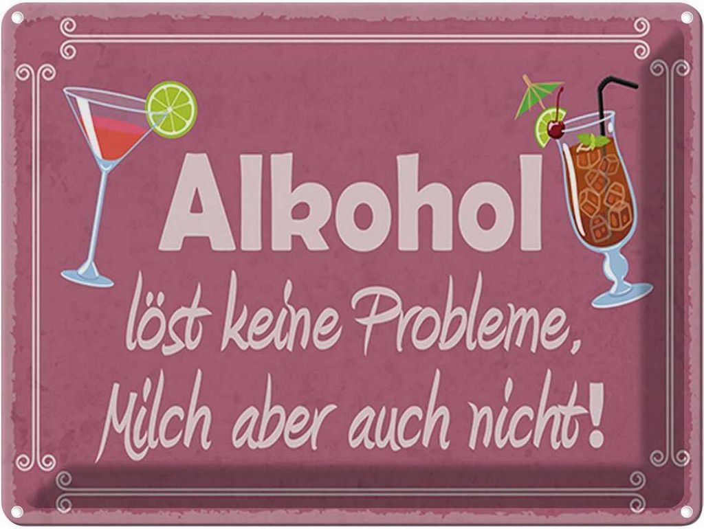vianmo Blechschild 30x40 cm Alkohol löst keine Probleme Spruch Zitat