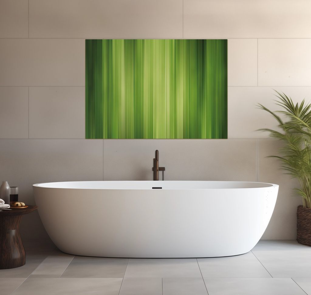 Wallario wasserfestes Poster selbstklebend 70 x 100 cm, Grün und schwarz gestreift - Abstraktes Streifenmuster, Badezimmerposter Spritzschutz mit ...