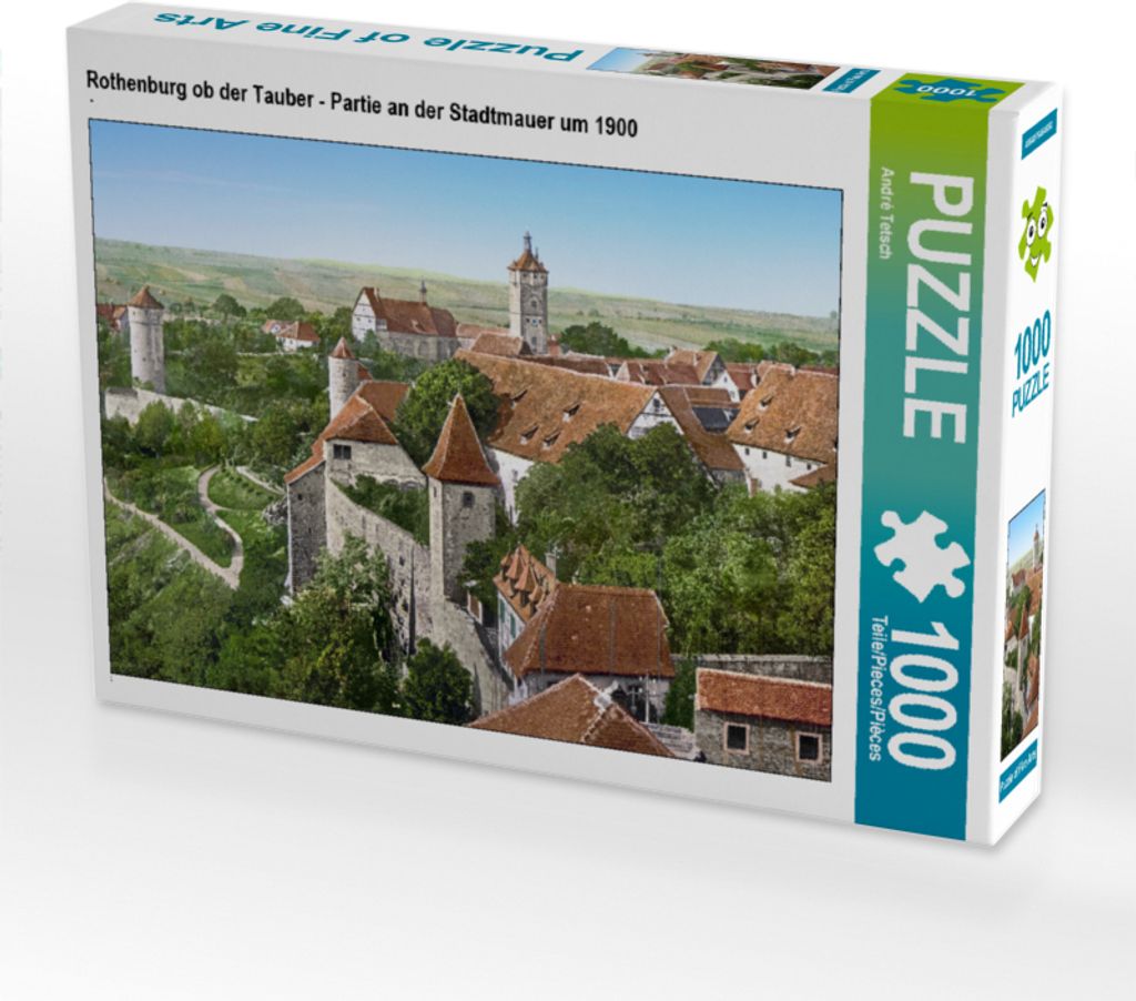 CALVENDO Puzzle Rothenburg ob der Tauber - Partie an der Stadtmauer um 1900 | 1000 Teile Lege-Größe 64x48cm Foto-Puzzle für glückliche Stunden