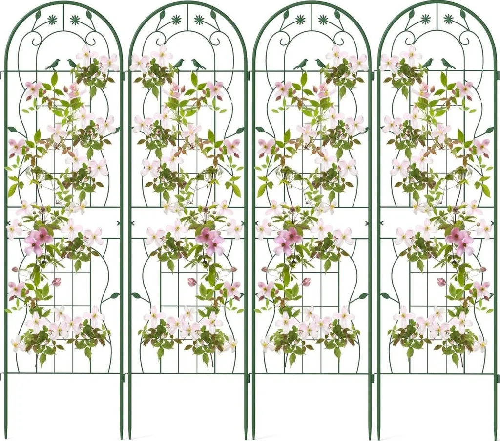 Support de croissance treillis métallique décoratif vert 180 x 50 cm