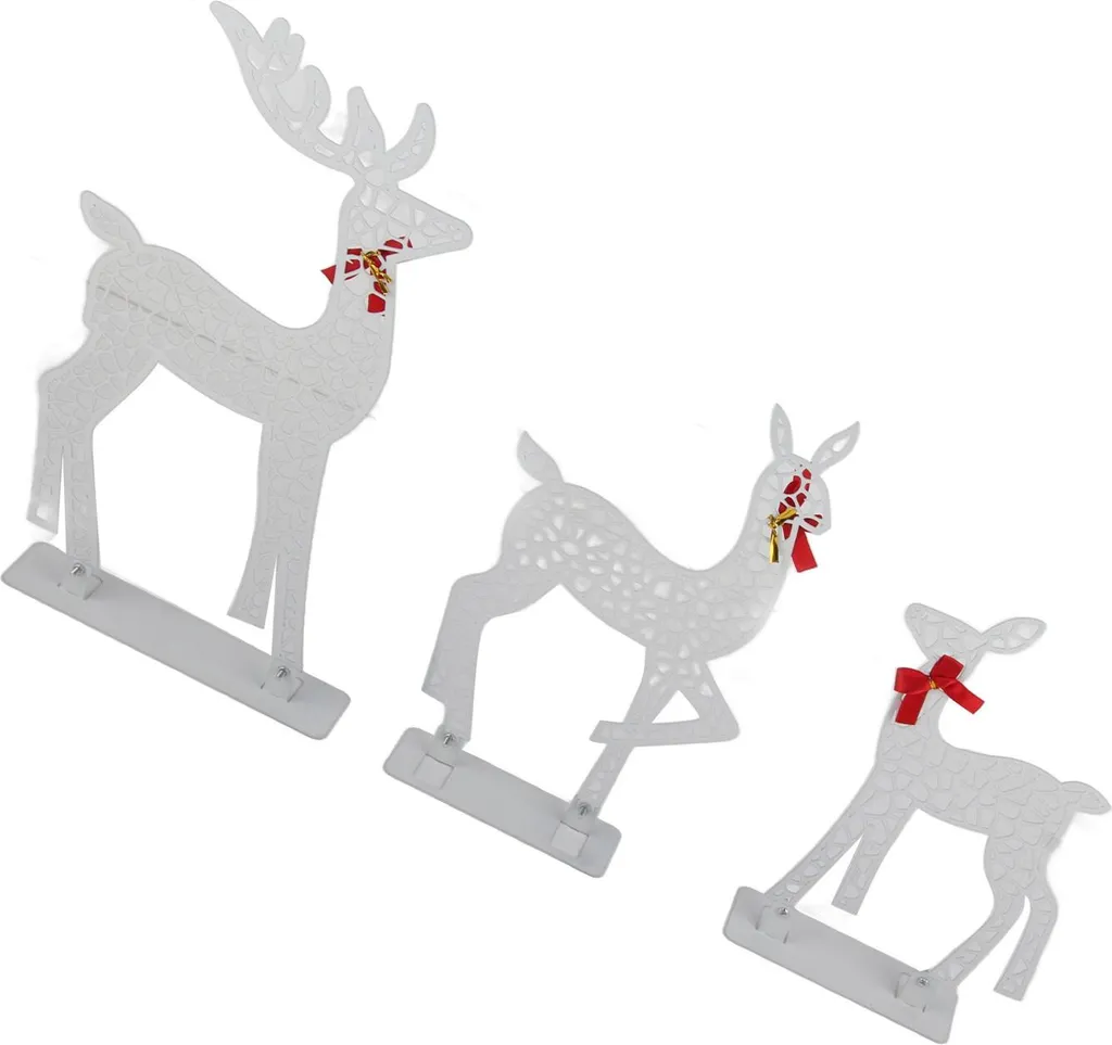 Ensemble de 3 décorations de Noël cerf lumineux pour jardin et intérieur
