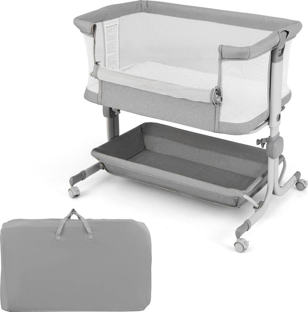 COSTWAY 3 in 1 Beistellbett mit Matratze, Babybett 6 Fach Produktbild 