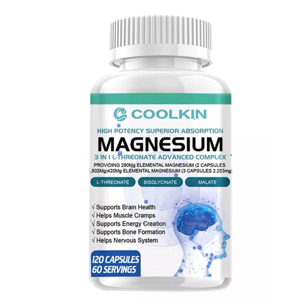 Magnesium L-Threonate, Bisglycinate, Malate 3 in 1 Complex 1502 mg (120 Kapseln) Nahrungsergänzungsmittel, Herz, Muskeln, Schlaf, Knochen, Gelenke