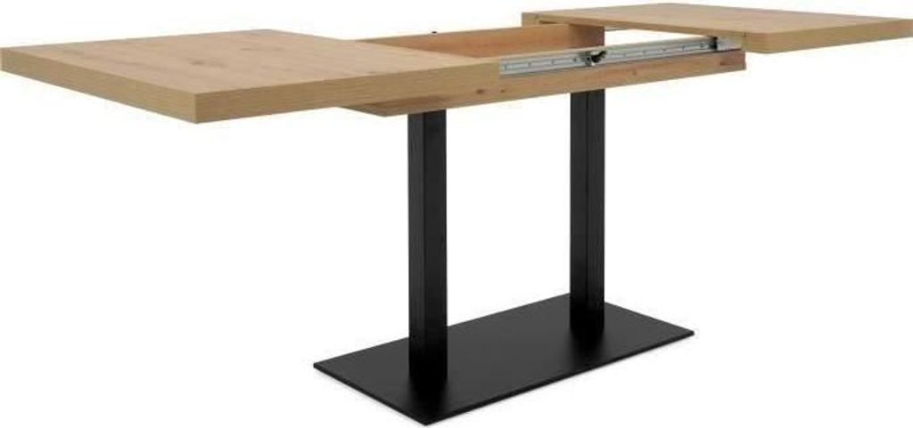 Ausziehbarer Esstisch ORLANDO, 120-200 cm, Eiche Artisan / Schwarz, 6-10 Personen