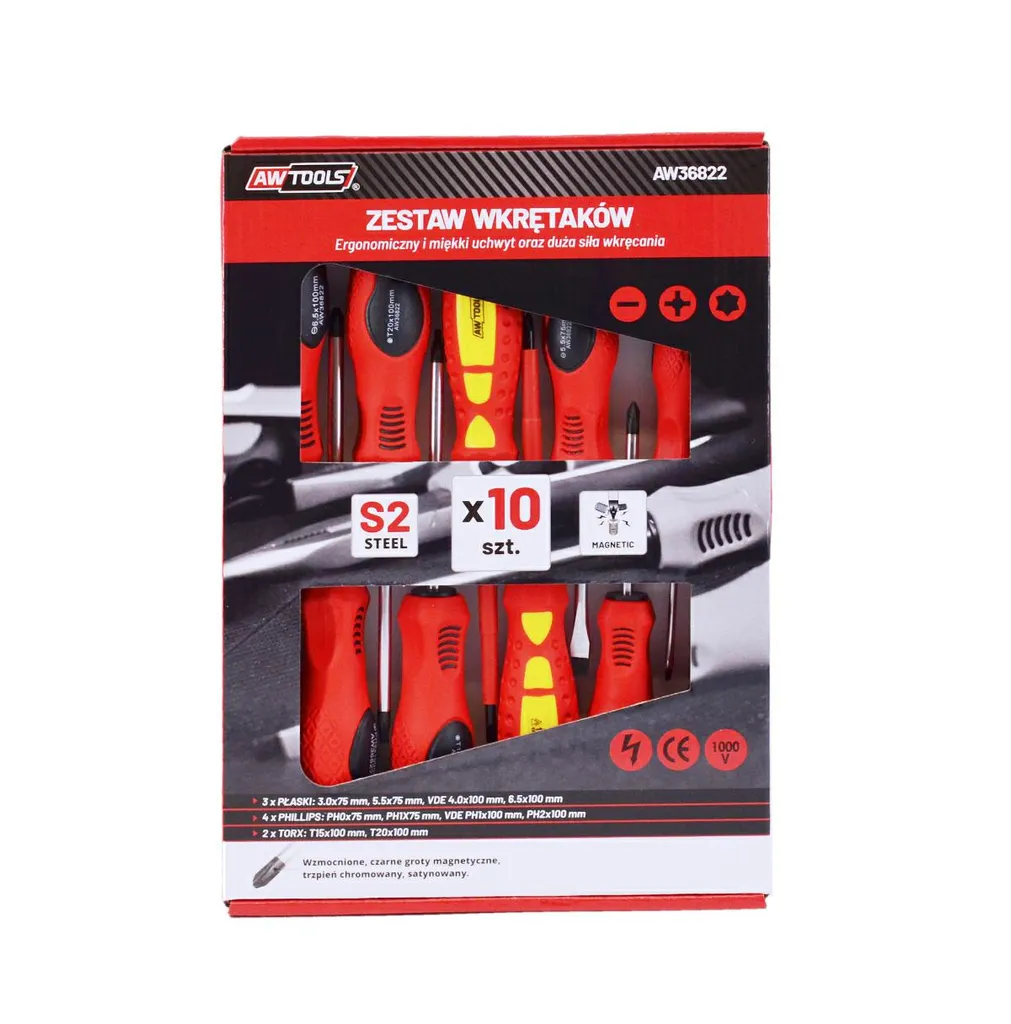 Kit 10 Cacciaviti Awtools S2 | Giraviti Professionali Alta Torsione